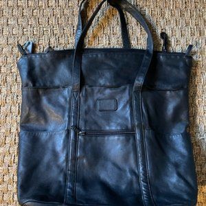 Tumi luxury black leather large tote bag